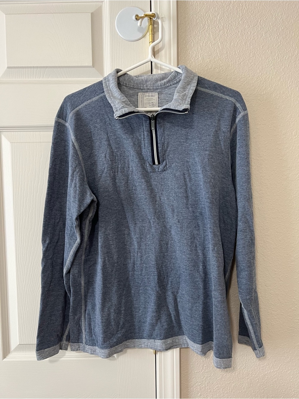 Colours by Alexander Julian Reversible Heather Blue Quarter Zip Pullover Large